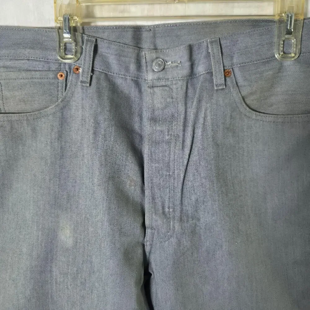 Levis 501 Jeans Mens 36x36 Gray Denim Straight Regular Fit Button Fly Classic
